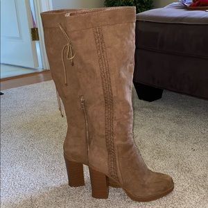Tan suede over the knee boots